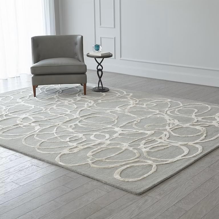 ZORA CARPET Grey 3 Handmade Tuffted Blended Pure Woollen Carpet for Living Room...