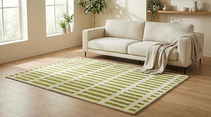 Hand Tufted New Zealand Wool Mid Century Modern Geometric Area Rug â€“ Premium Soft Carpet for Living Room, Bedroom & Home Decor 3x5 feet