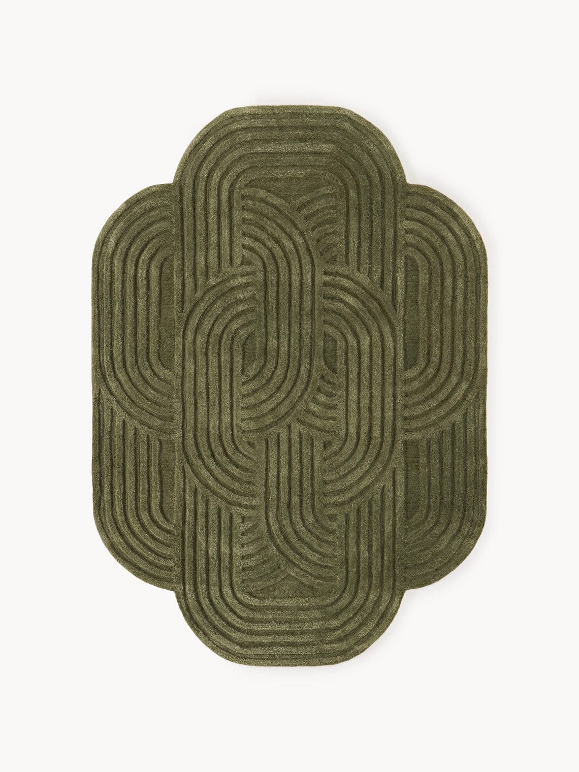Olive High-Low Hand Tufted Wool Rug | Luxury Modern Area Carpet | Zora Carpet